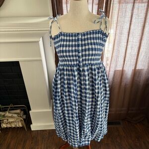 Aerie Plaid Gingham Cotton Midi Dress